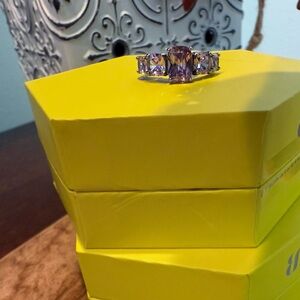 Elegant lavender topaz cubic zirconia- hematite plating  Ring